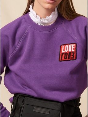 Sandro Paris Women’s LOVE Fatima Bead Embroidered Sweatshirt Size 3 Large